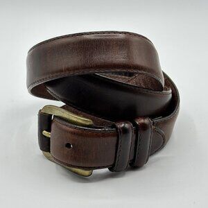Men's Leather Stitched Brown Money Belt Genuine Oil Tan Leather Size 36